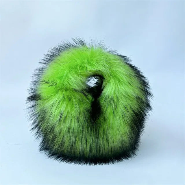 Fashion Soft Faux Fur Women Handbags Designer Y2K Long Plush Lady Hand Bags Luxury Round Clutch Bag Fluffy Female Purse