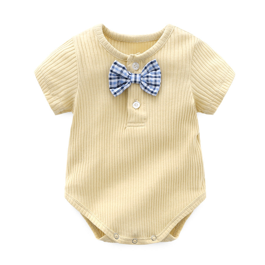 Round neck short sleeved summer baby jumpsuit