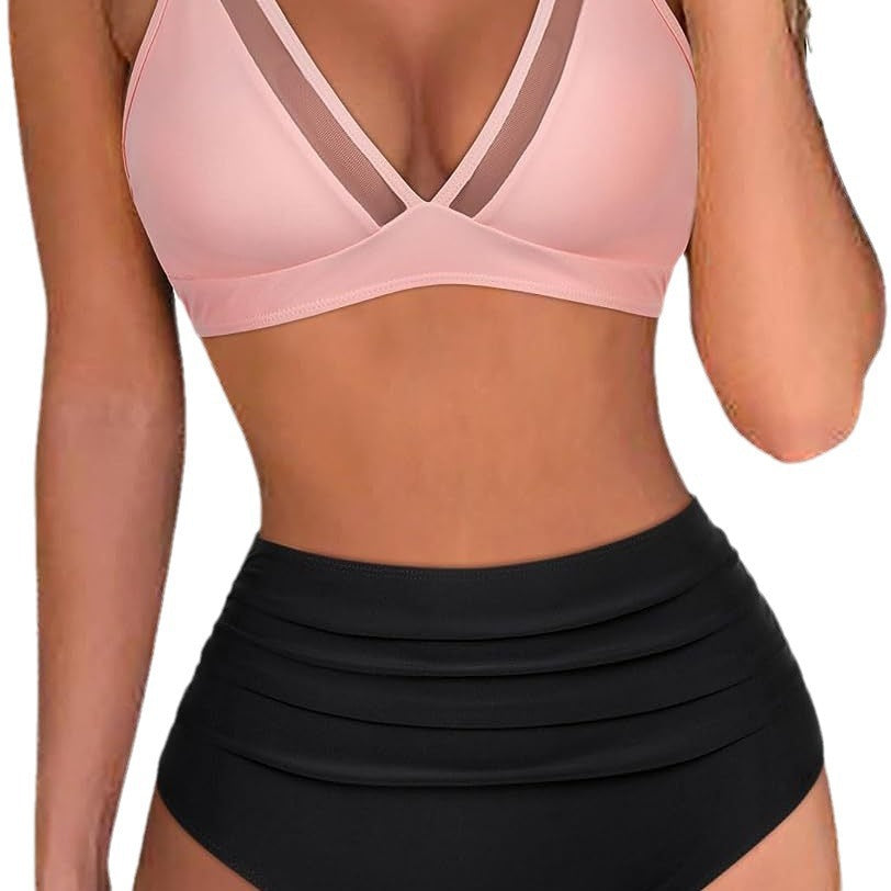 High Waist Bikini, Mesh Spliced Sexy