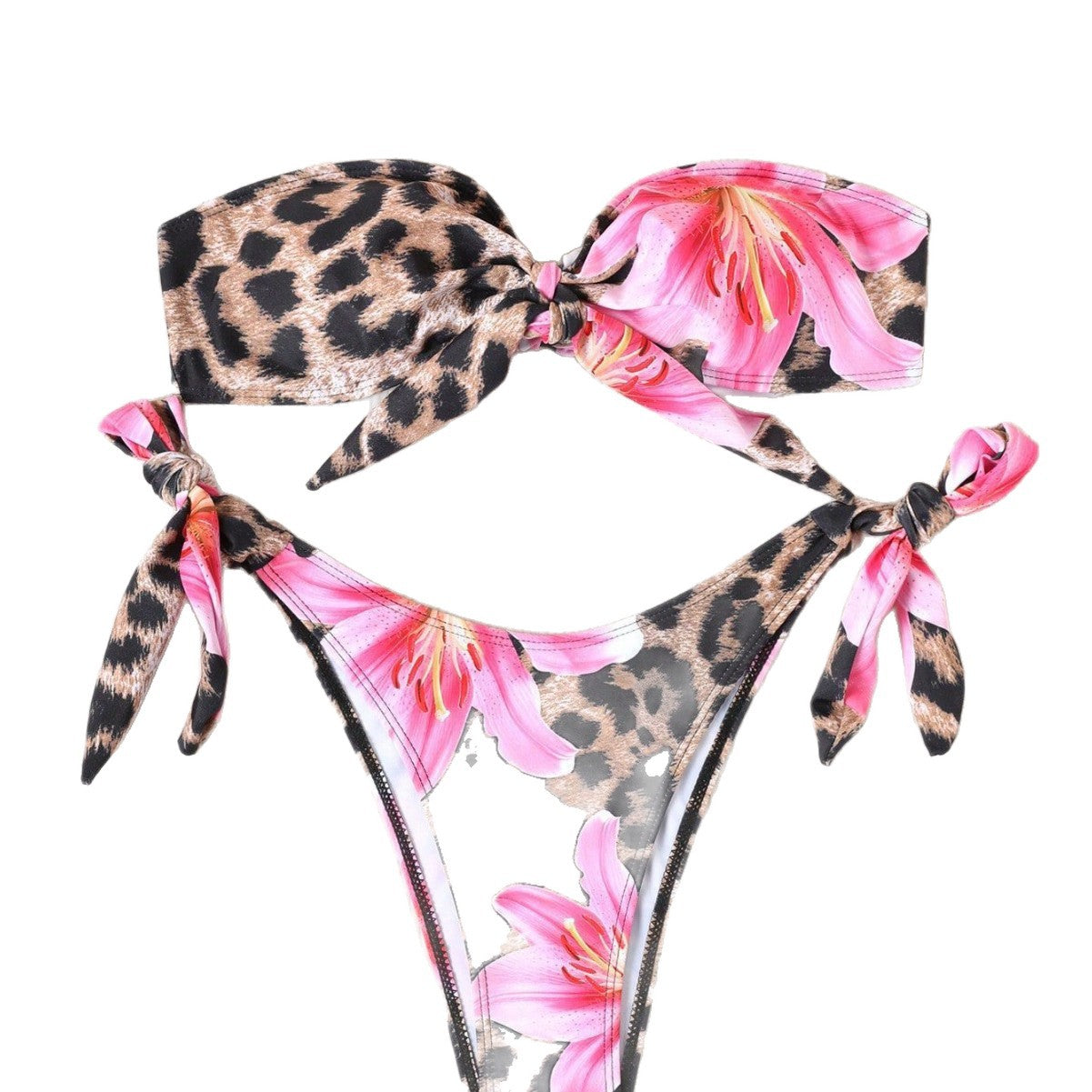 Printed Bikini Set with Belted Design for Women