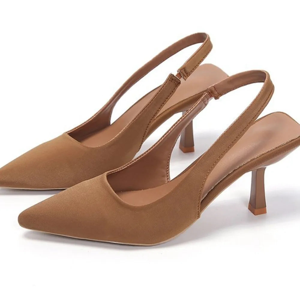 Point Toe Kitten Heel Slingback Pumps