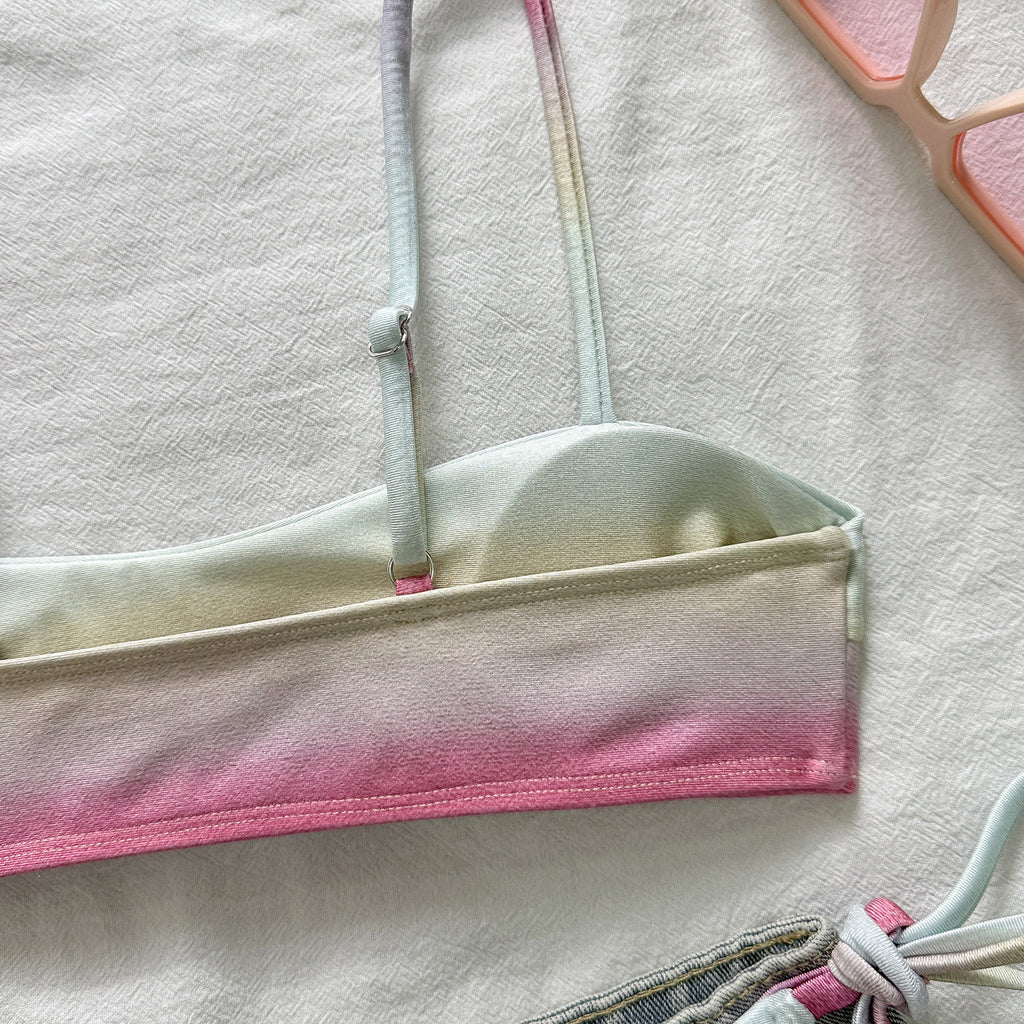 Print Two-Piece Strap Bikini Swimwear Set
