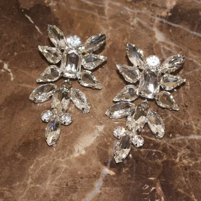 New Boutique 2Colors Glass Rhinestone Dangle Earrings For Women Jewelry Fashion Show Ear's Accessories