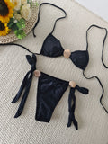 Shell metal buckle triangle cup bikini