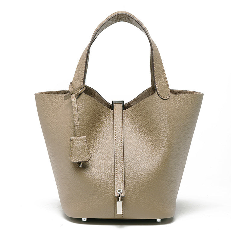 Head layer cowhide bucket bag women's leather high-end handbag