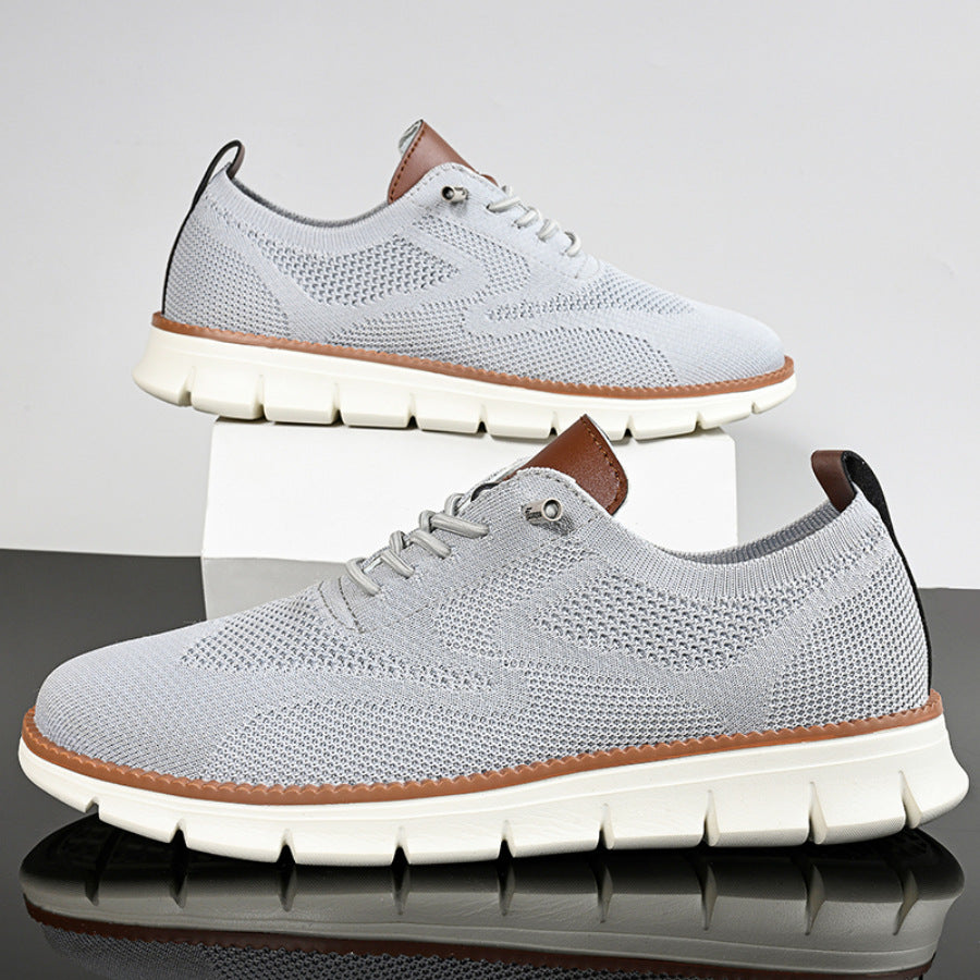 Lightweight lace up casual men's shoes breathable fly woven men's size
