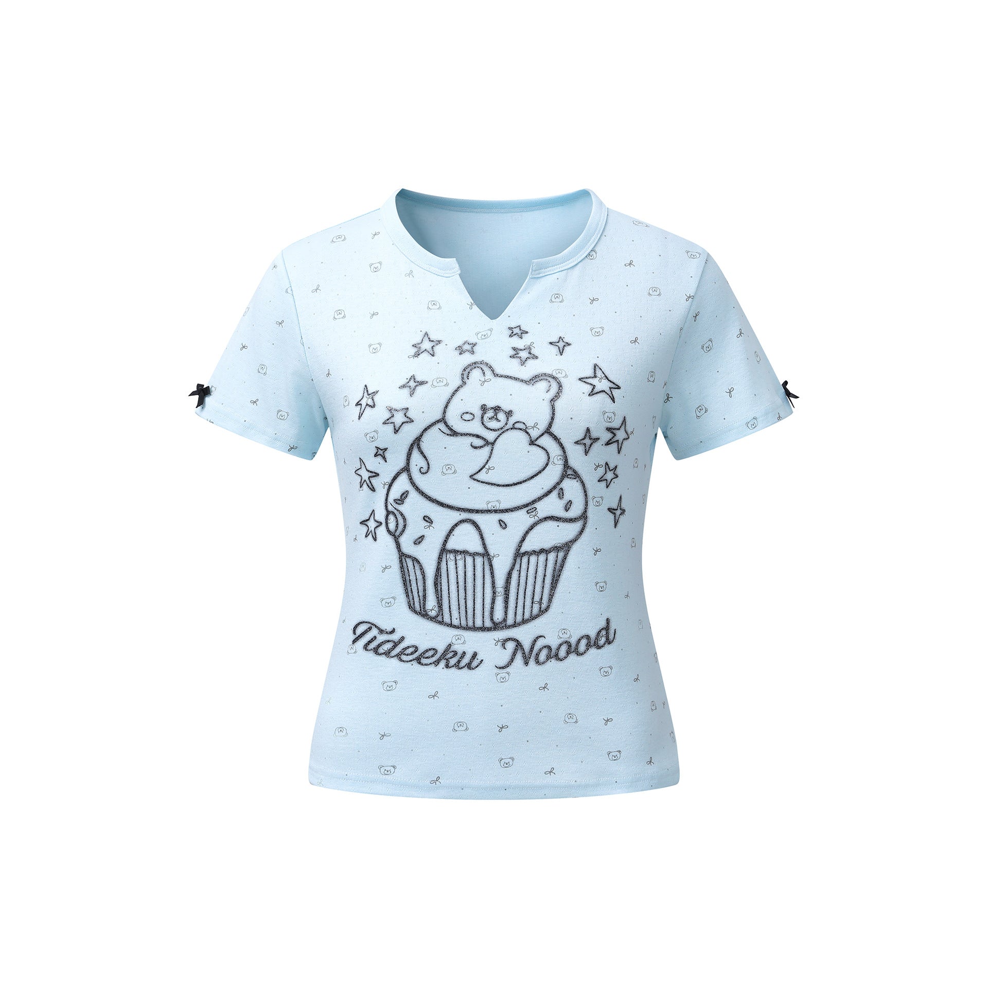 Loose Round Neck Short Sleeve Women's Top with Graffiti Print