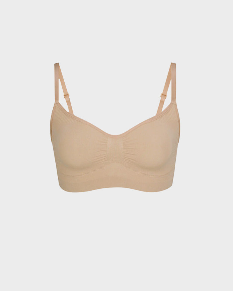 Large size thin without steel ring gathering bra