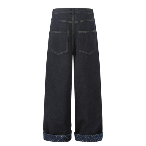 Cartoon embroidery used denim pants