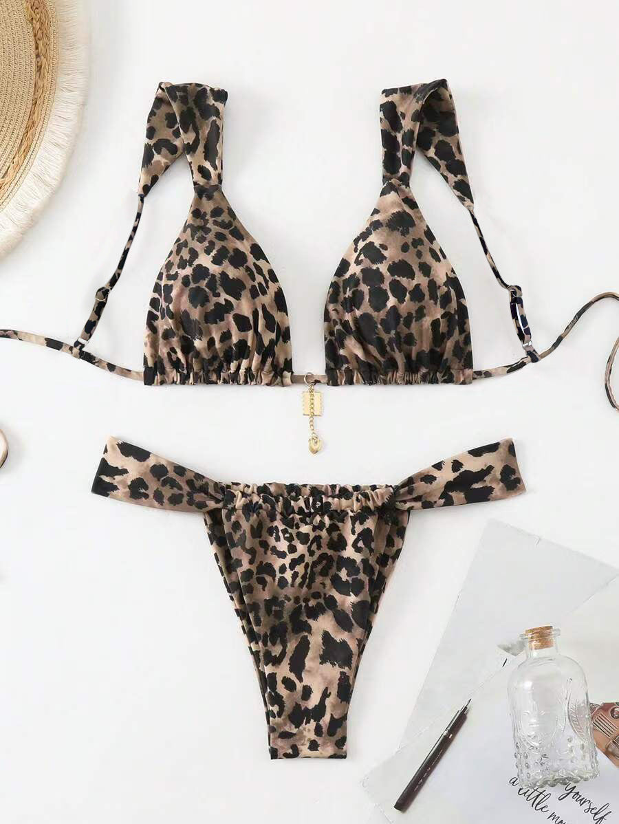 Bikini printed lace up
