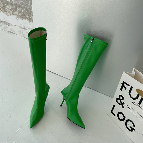 Autumn New Women's Boots Fashion Temperament Colorful Pointed Long Boots Slim Heels High Heels Boots