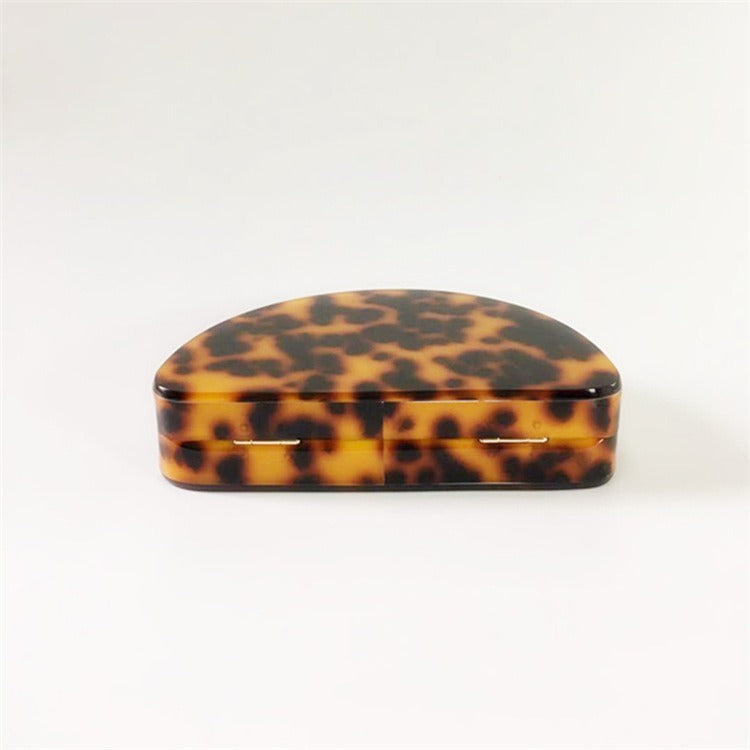 New Leopard Print Semicircle Acrylic Handbag For Ladies Fashion D-Word Dinner Bag Wedding Party Messenger Bag