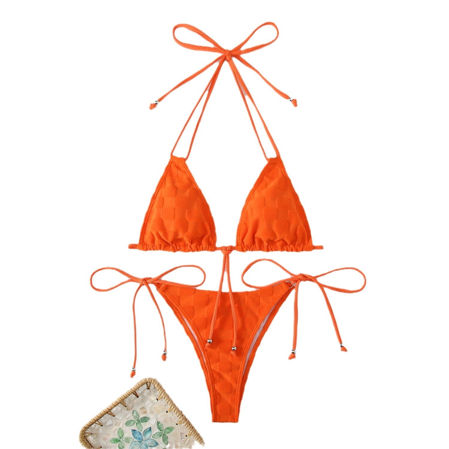 Split strap strap triangle bikini swimsuit