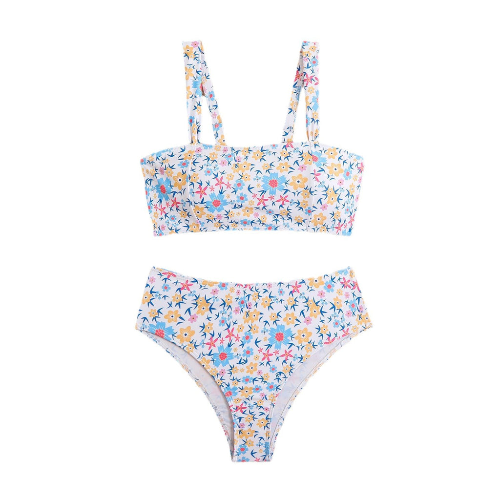 Small floral high waisted patchwork bikini