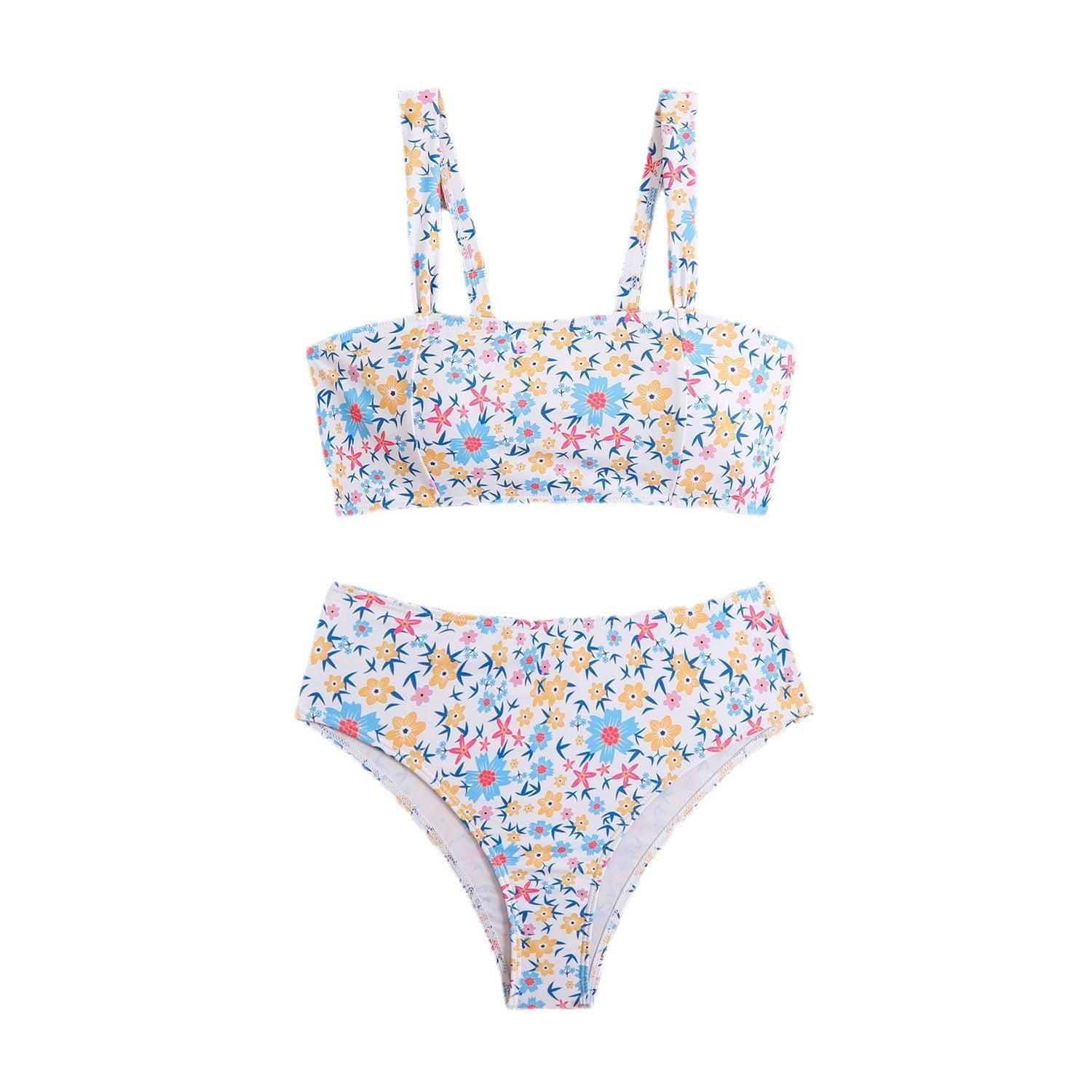 Small floral high waisted patchwork bikini