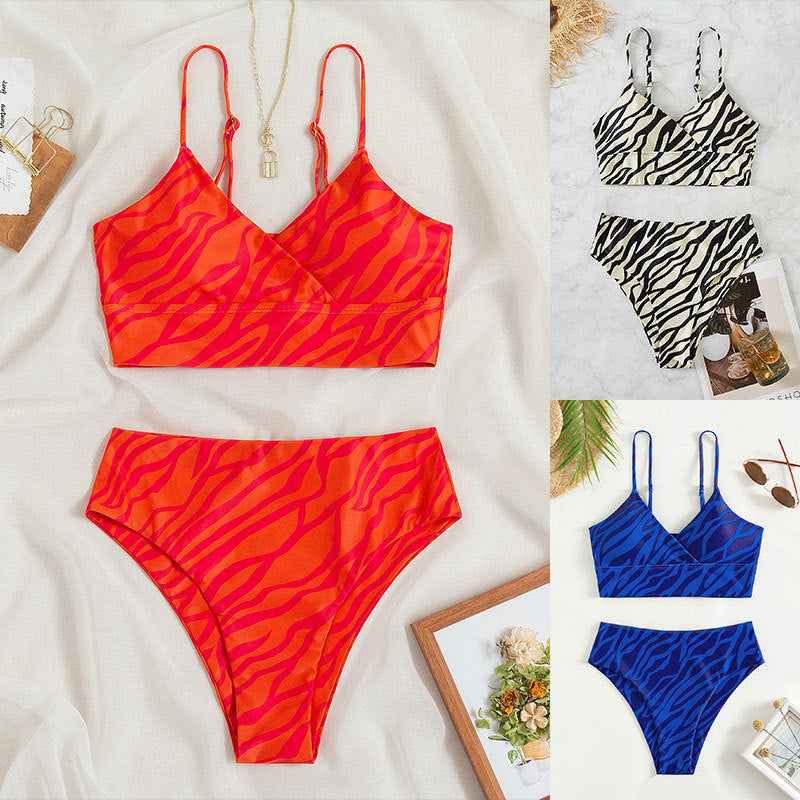 High-Waisted Two-Piece Bikini Set with Print