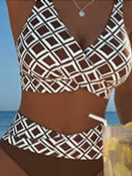 Printed split bikini beach holiday swimsuit