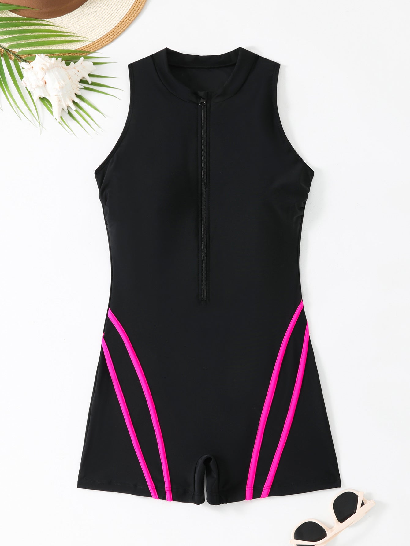 Swimsuit jumpsuit with flat corner pants