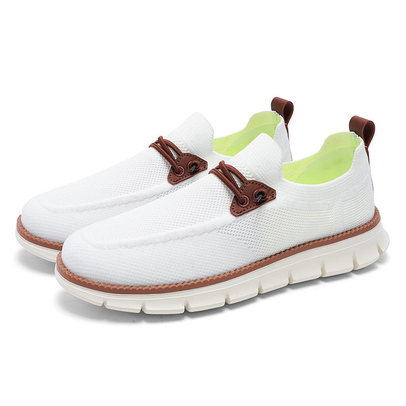 Lightweight lace up casual men's shoes breathable fly woven men's size