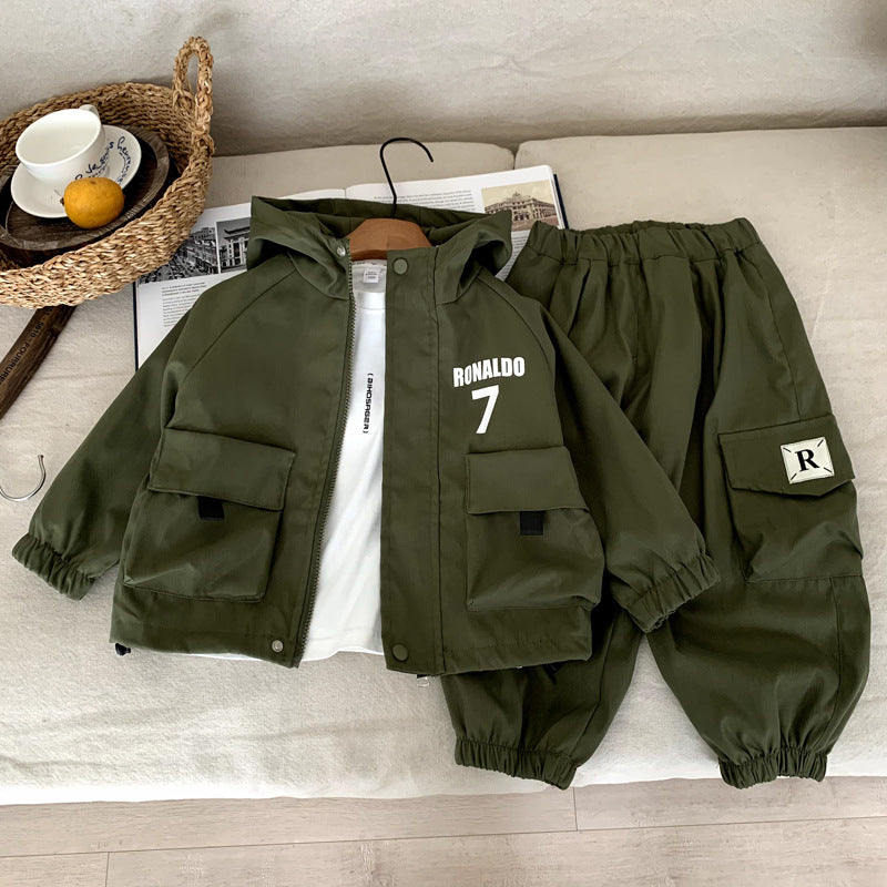 Baby girl autumn coat hooded top set