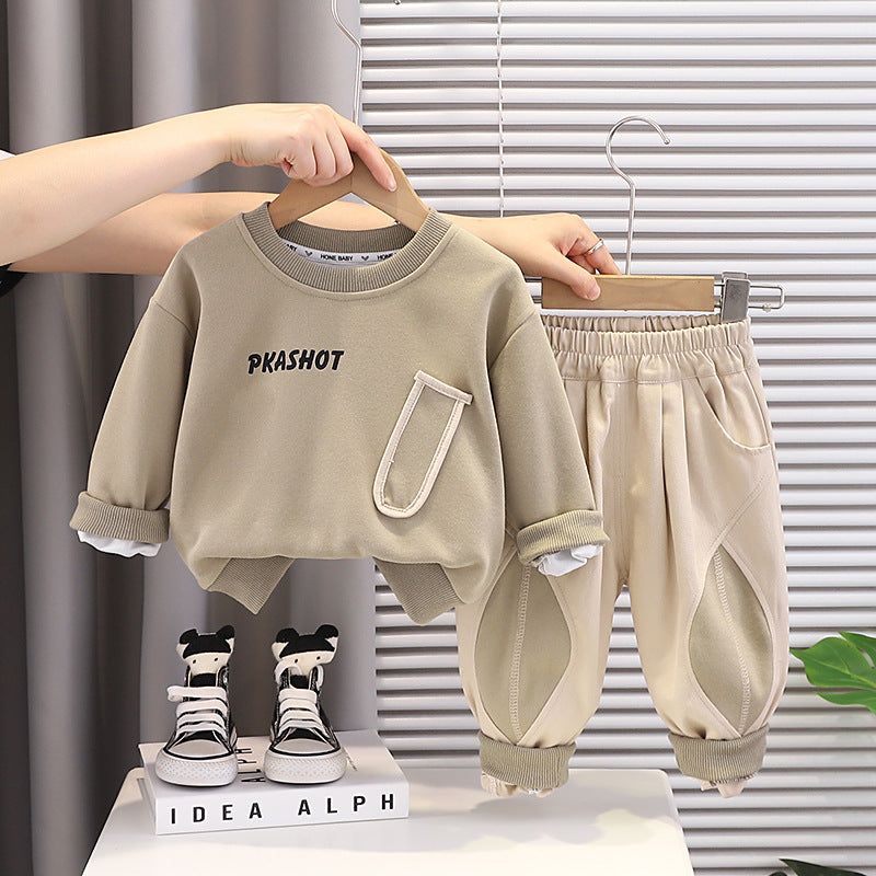 Two men's baby round neck clothes for spring and autumn casual hoodies
