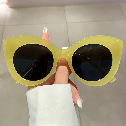 Cat's Eye Large Frame Sunglasses Candy Pearl Glasses Female