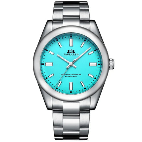 Automatic Watch for Men Mechanical Stainless Steel Luxury Red Yellow Sky Blue Green Colorful Rainbow 41mm Reloj Hombre Baratos