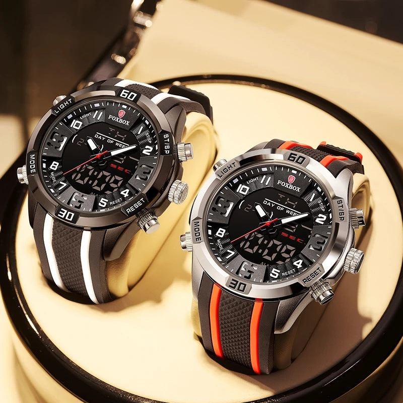 Lige Men's Dual Display Watch Multi-Function Chronograph Sports Waterproof Watch