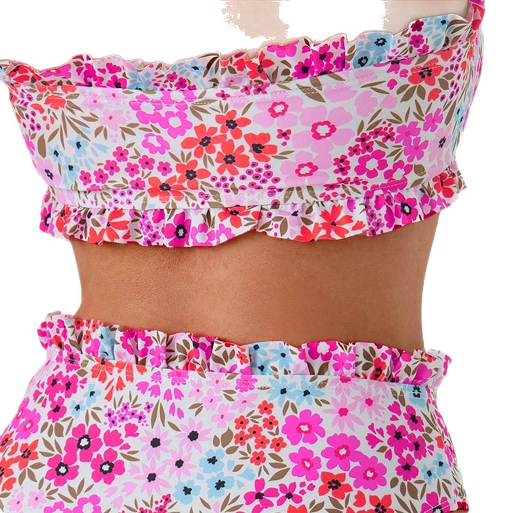 Lace strap three-point swimsuit top bikini