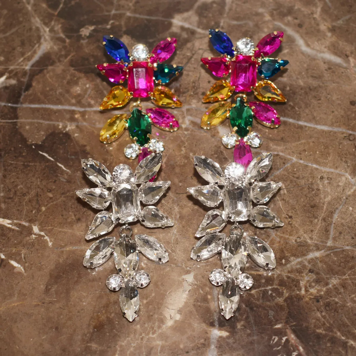 New Boutique 2Colors Glass Rhinestone Dangle Earrings For Women Jewelry Fashion Show Ear's Accessories