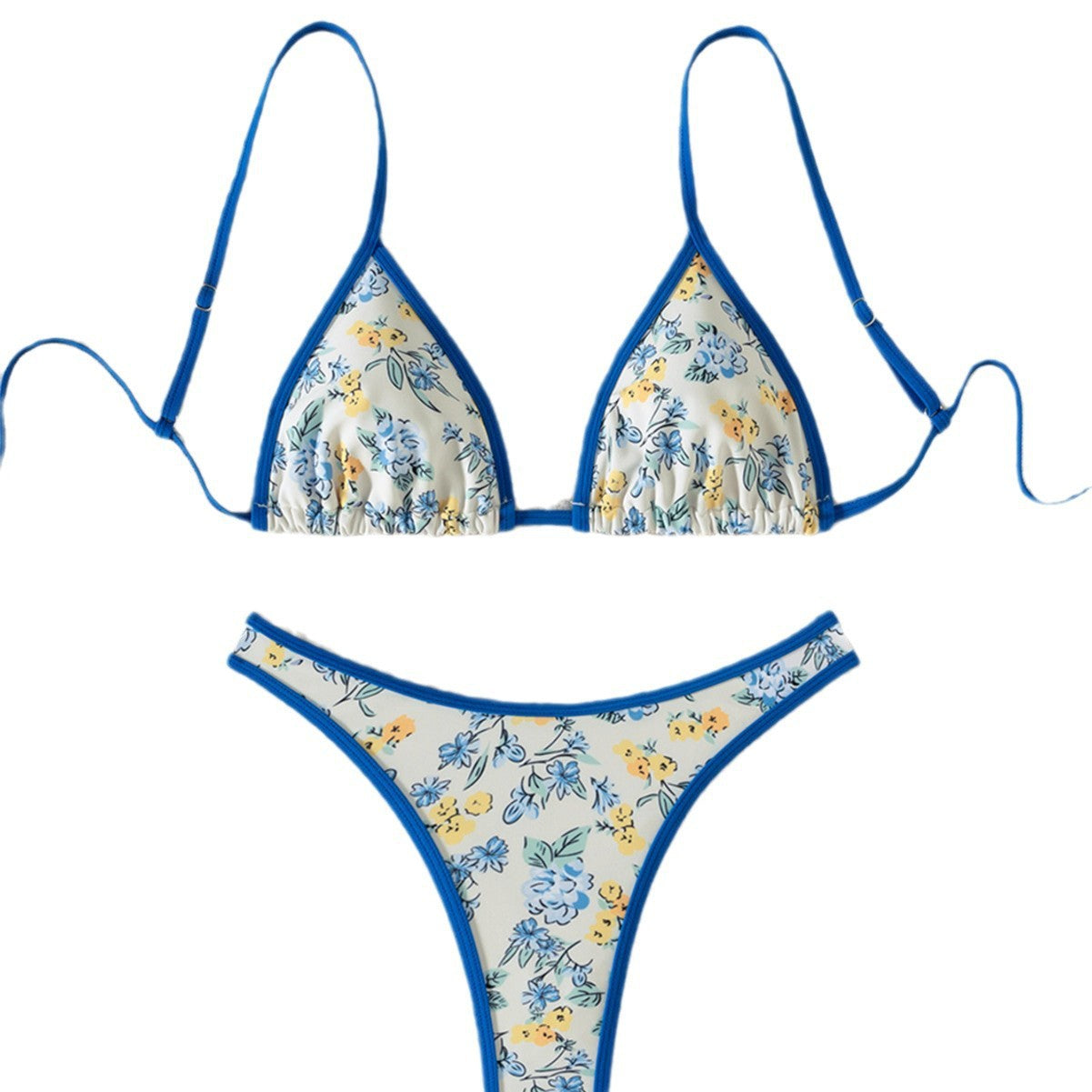 Small floral triangle sexy bikini split swimsuit