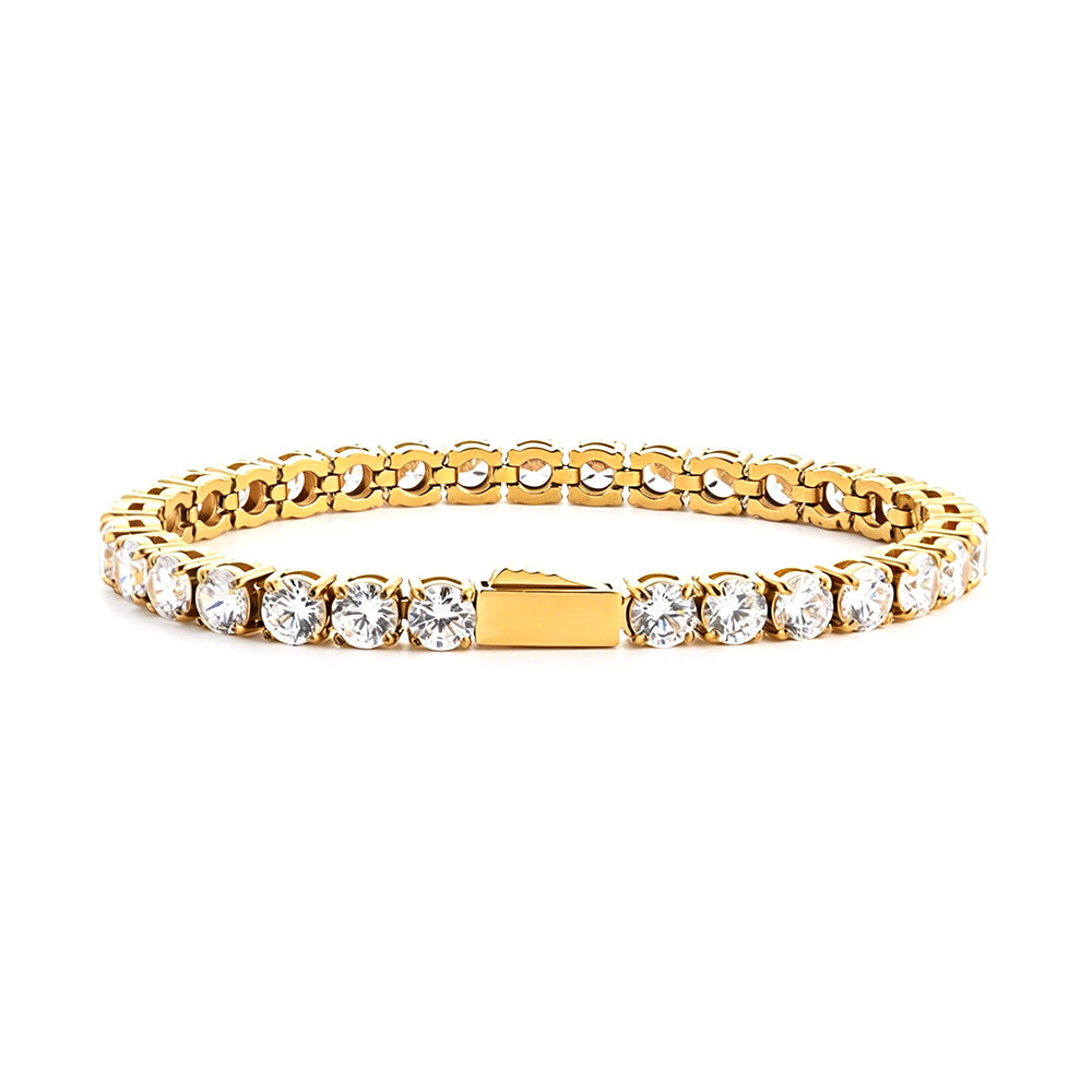 3-5MM Tennis Chain Hip-Hop Stainless Steel Zircon Bracelet