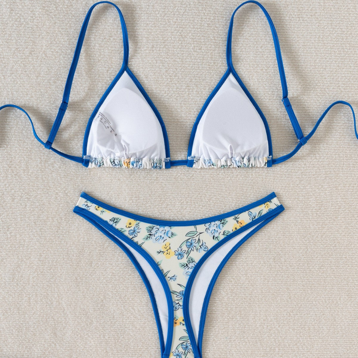 Small floral triangle sexy bikini split swimsuit