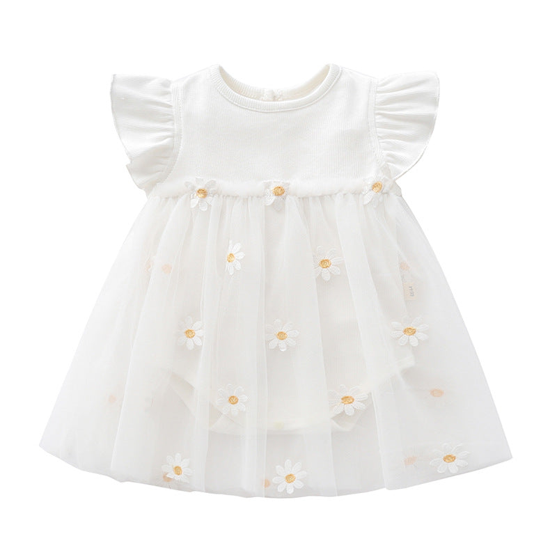 Floral veil skirt short sleeved princess skirt
