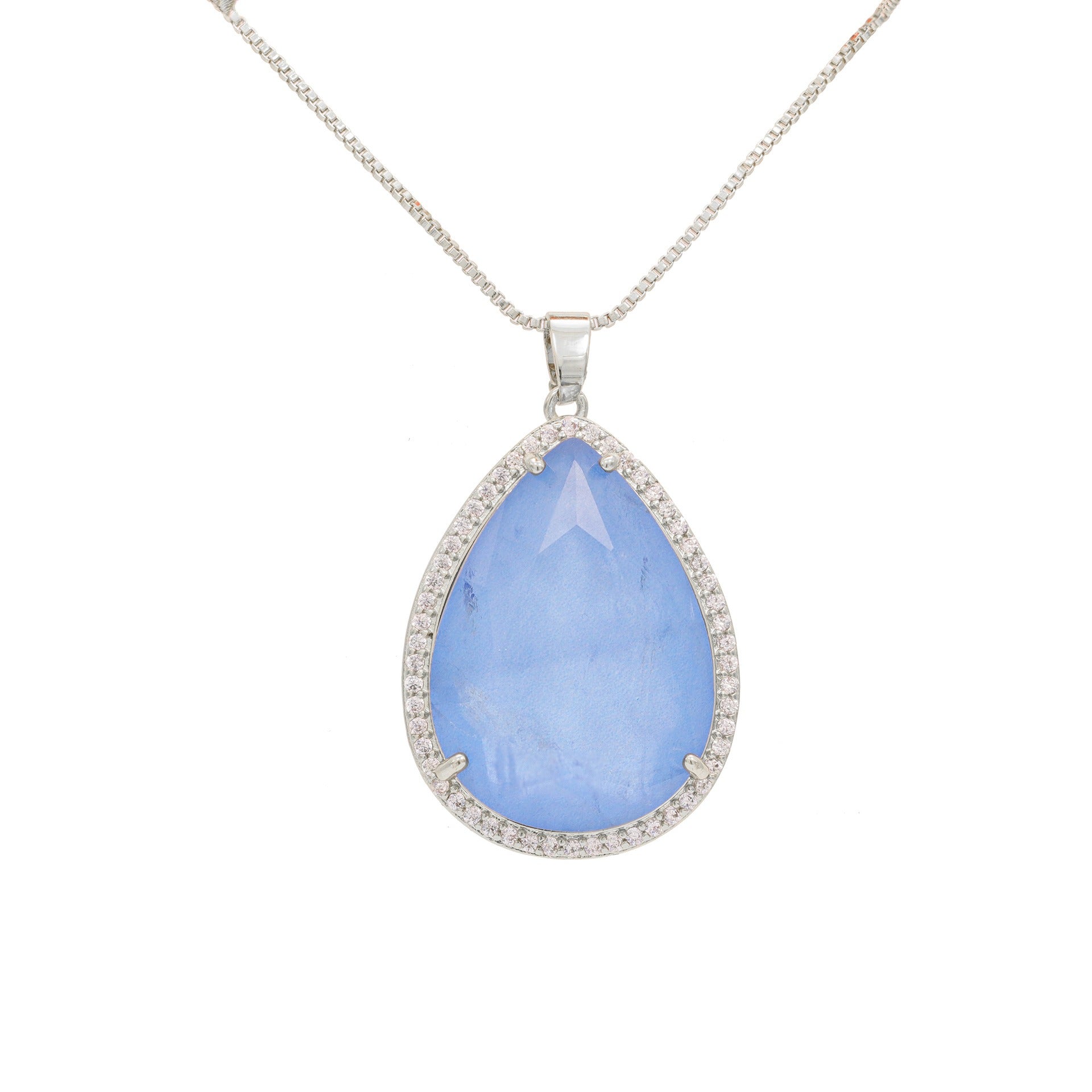 Flower earrings, light luxury and fashionable, drop earrings, sapphire gold-plated necklace set