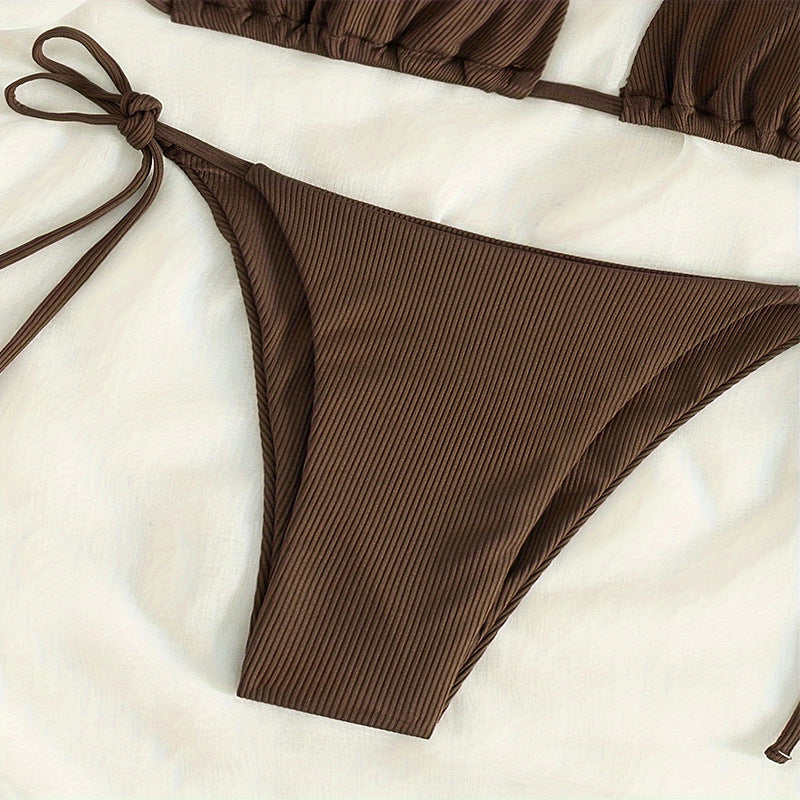 Solid color sexy bikini split swimsuit