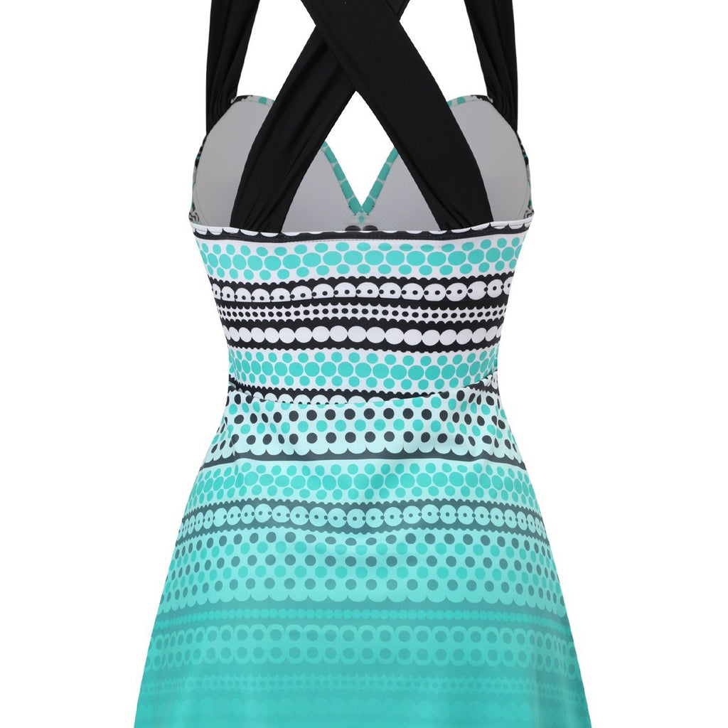Women's Two-Piece Swimwear Skirted Conservative High-Waisted Padded Bikini Swimwear