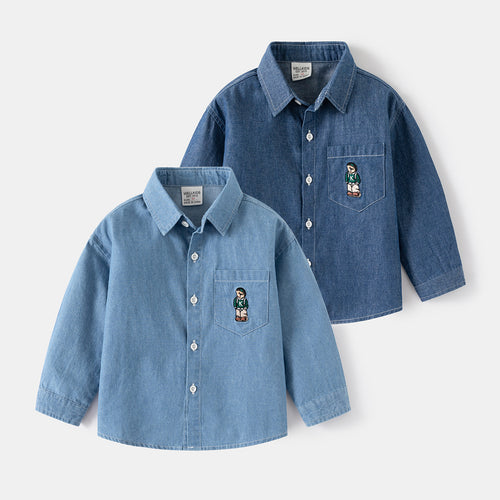 Boy's Denim Shirt Outerwear Brand Kids Top Long Sleeve Shirt Baby Top
