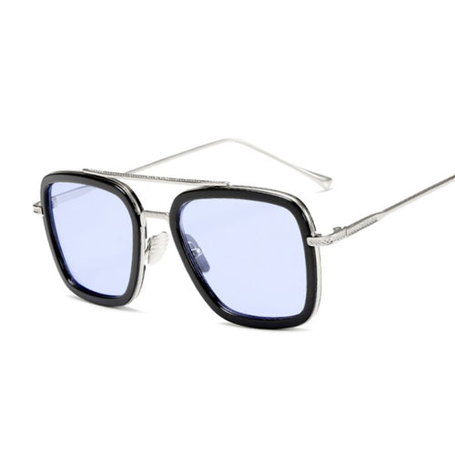 Black Sunglasses Woman/man Mirrored Designer Brand Woman Glasses Vintage Blue Lens Sun Glasses Female UV400
