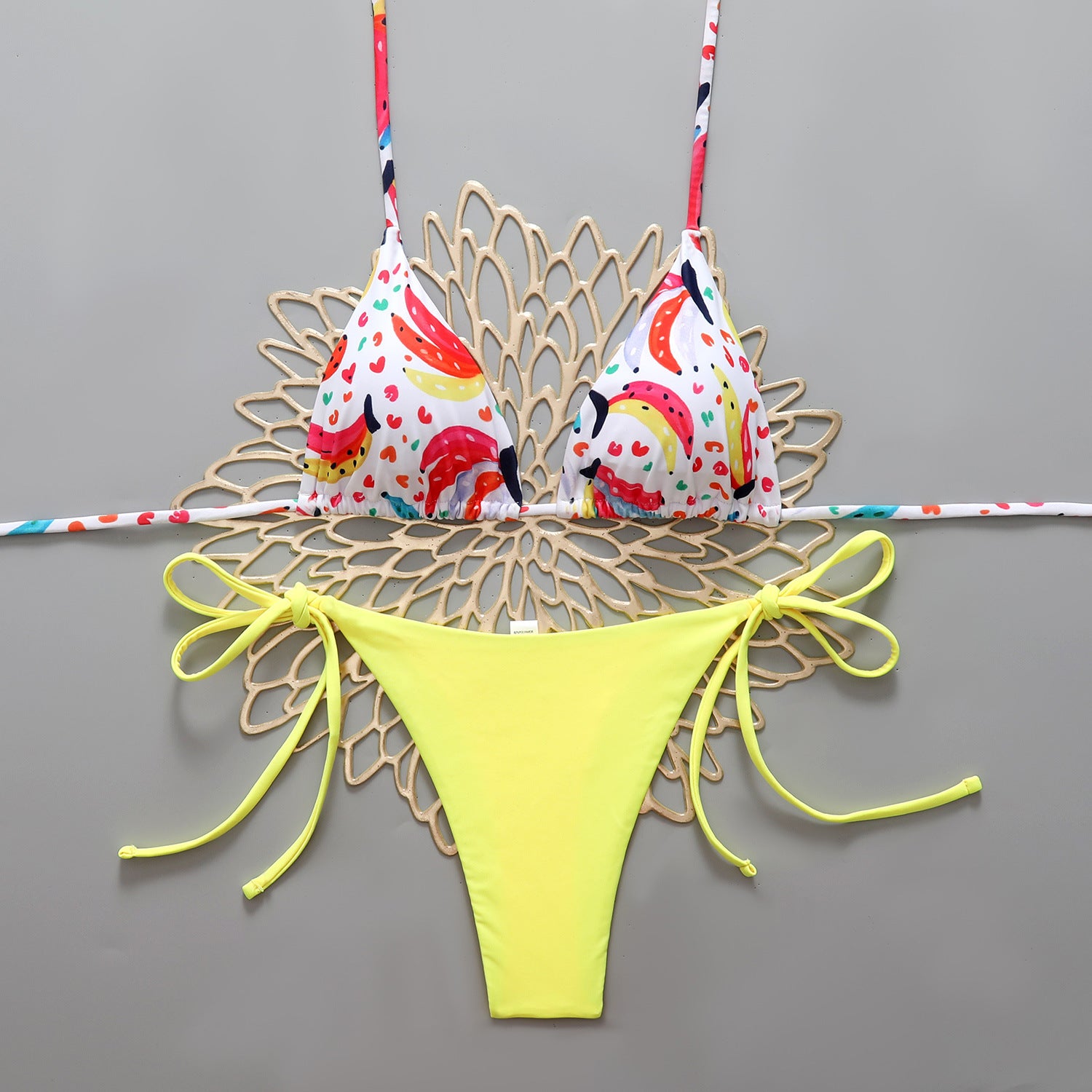 Bikini floral triangle strap swimsuit