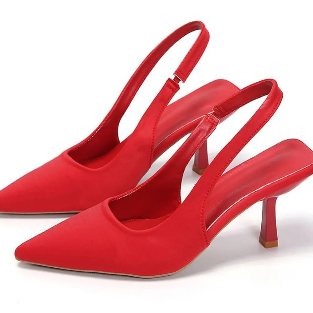 Point Toe Kitten Heel Slingback Pumps