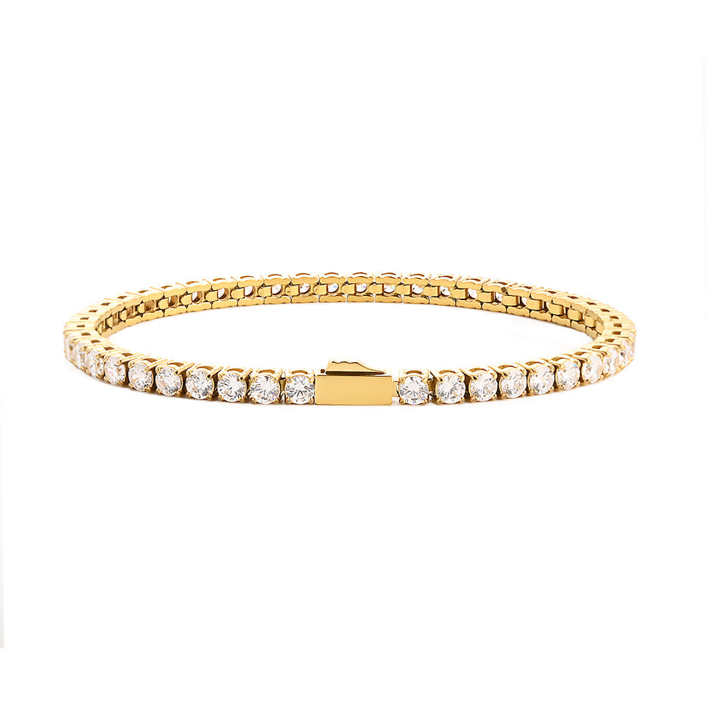 3-5MM Tennis Chain Hip-Hop Stainless Steel Zircon Bracelet