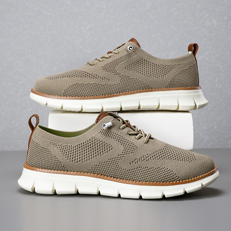 Lightweight lace up casual men's shoes breathable fly woven men's size