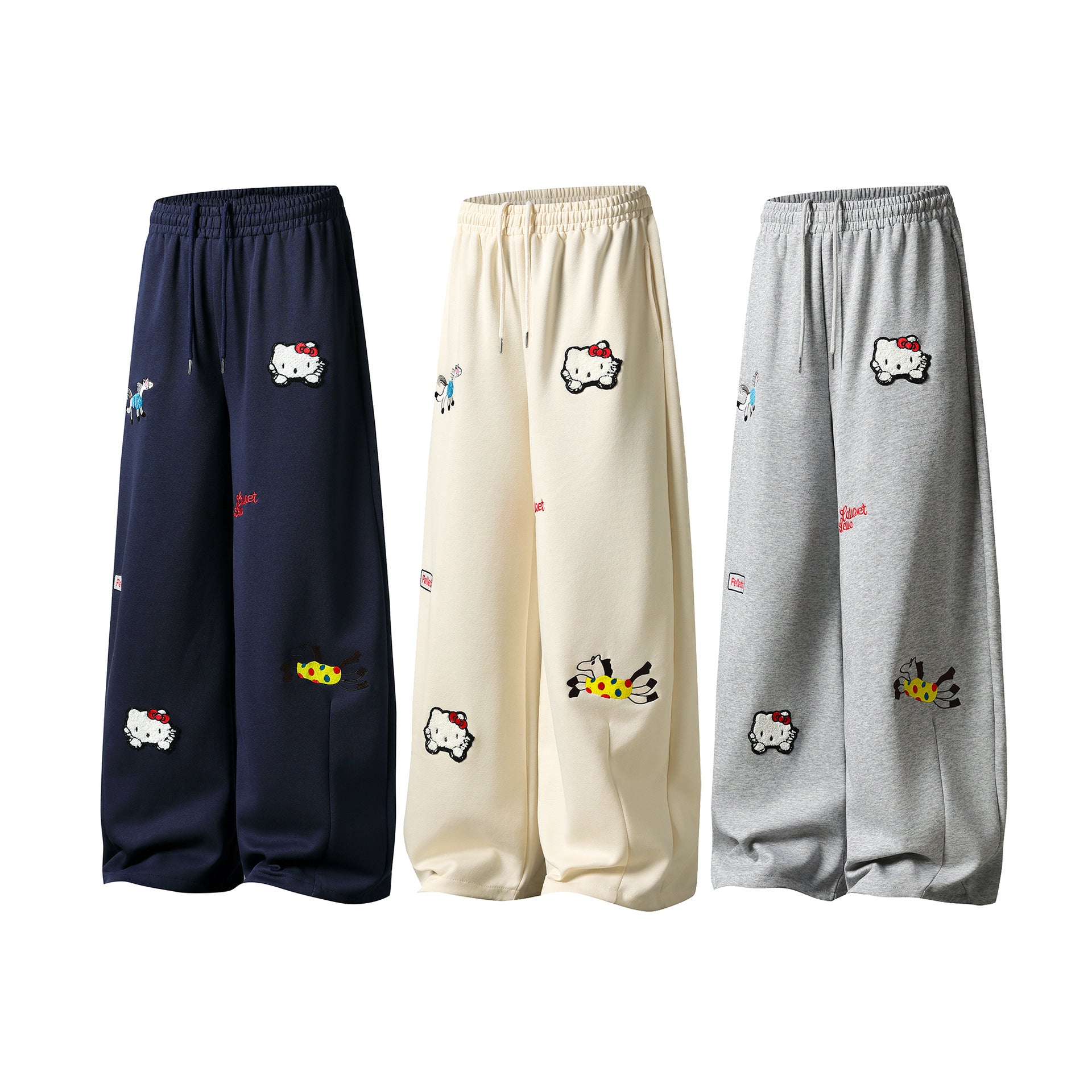 Loose Personality Street Style Sweatpants Cargo Stripe Wide Leg Long Pants for Women