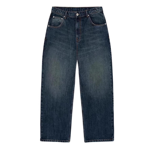 Crossover Derschutze High Street Retro Embroidery Straight Leg Jeans Unisex Unique Design Fashionable Export Style