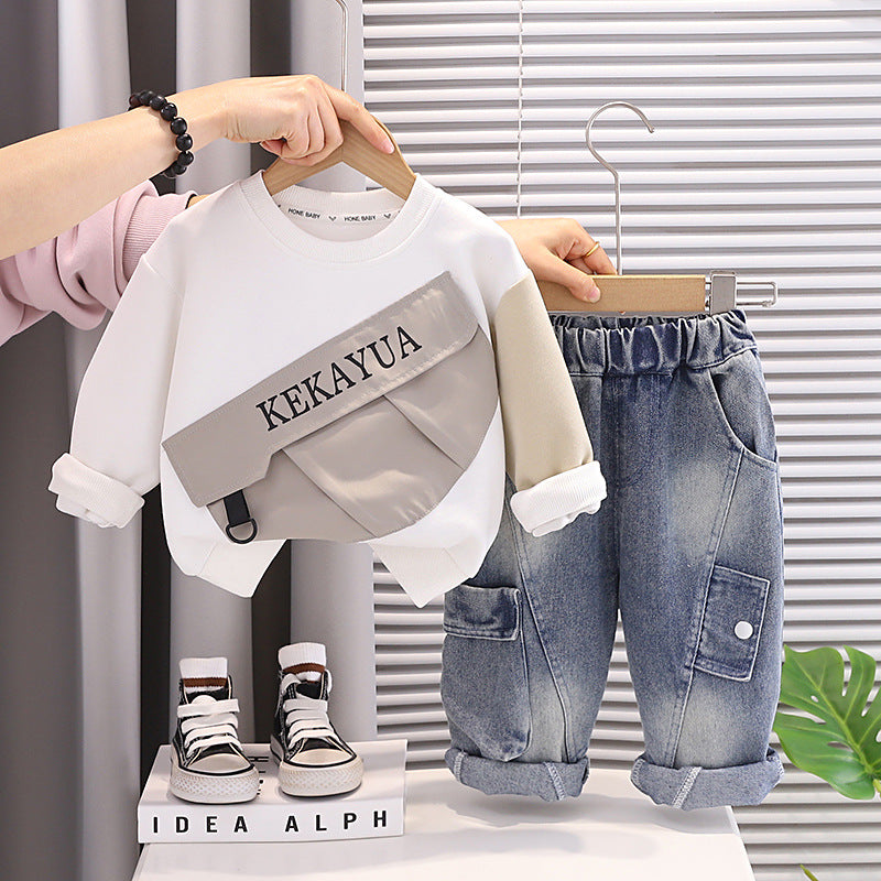 Long sleeved hoodie two-piece set for baby children's clothing