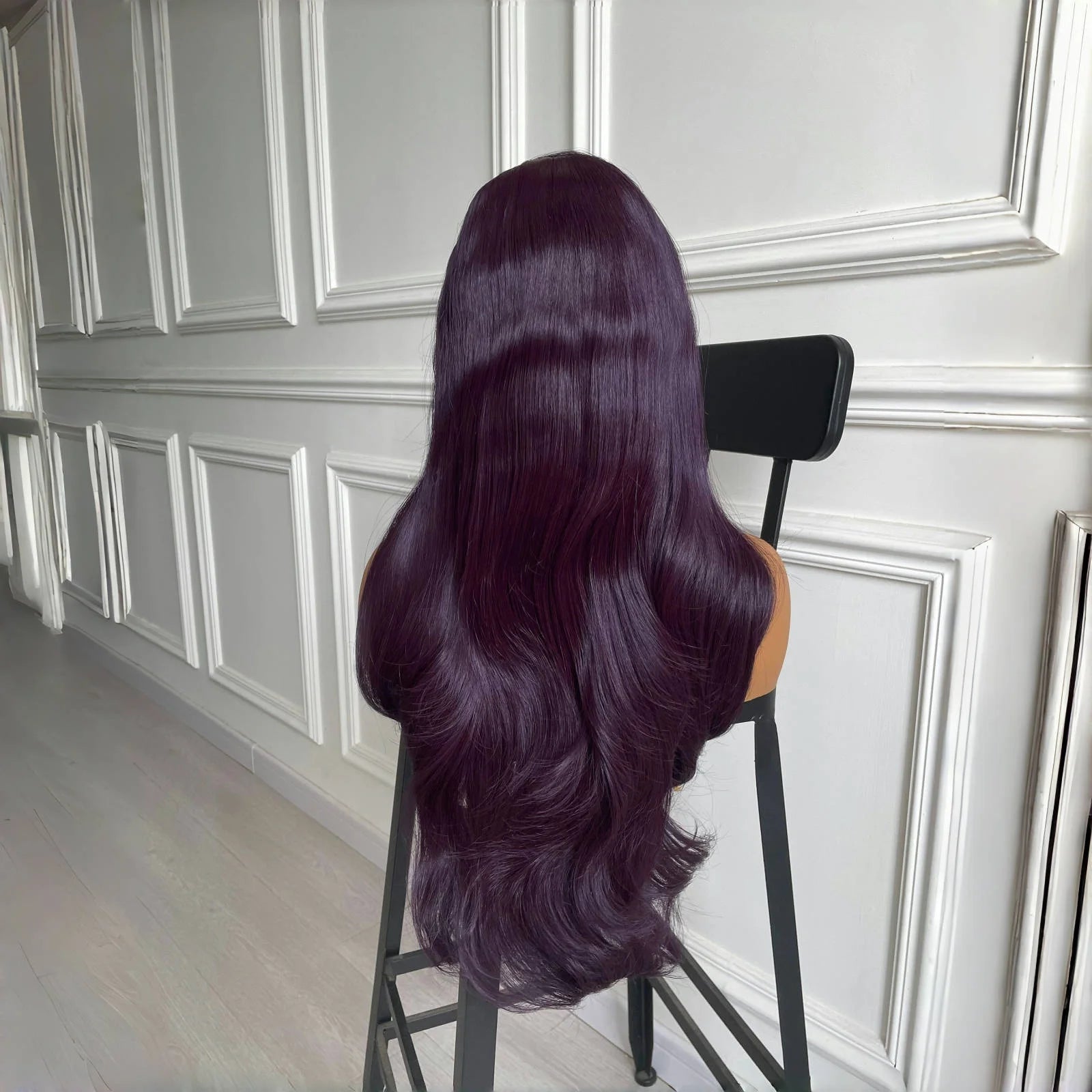Dark Purple Wig Synthetic Hair Natural Wavy Lace Front Wig