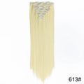 AZQUEEN Long Straight 16 Clip In Synthetic Hair Extensions 7Pcs/Set Natural Blonde Heat Resistant Hairpieces For Women