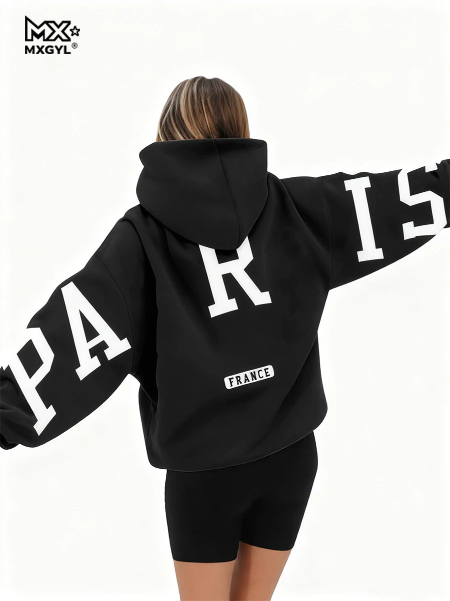 Loose Casual Pullover Hoodie Sweatshirt Coat Printed Letter Pattern High Street