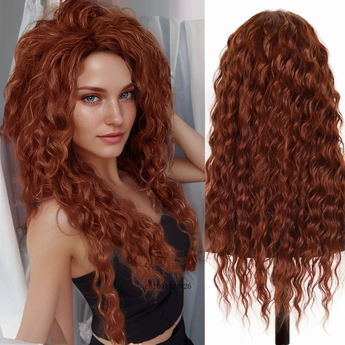 Wig Synthetic Long Curly Hair Wigs for Women Fluffy Wave Ombre